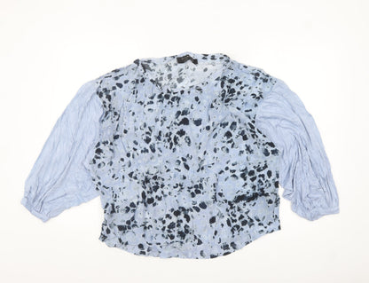 Religion Women’s Blue Animal Print Cupro Long Sleeve Blouse Size 12