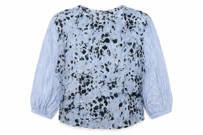 Religion Women’s Blue Animal Print Cupro Long Sleeve Blouse Size 12