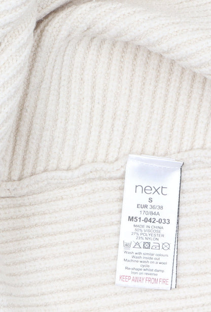 Next Women Beige Long Sleeve Knit Relaxed Cardigan Size S