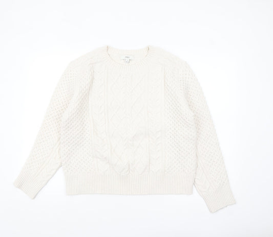 Marks and Spencer Womens Ivory Cable-Knit Pullover Jumper M
