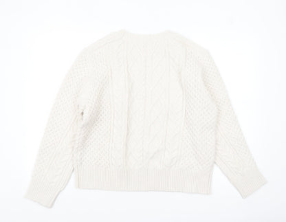 Marks and Spencer Womens Ivory Cable-Knit Pullover Jumper M