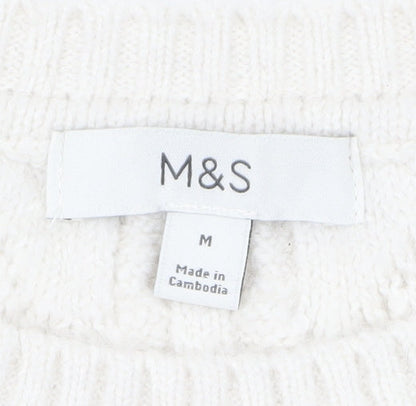Marks and Spencer Womens Ivory Cable-Knit Pullover Jumper M
