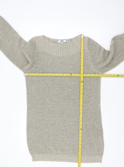 JDY Women's Beige Chunky Knit Boat Neck Long Sleeve Pullover Jumper M