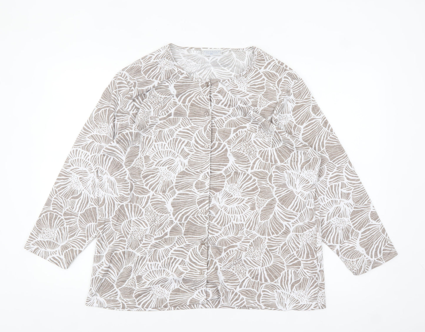 Cotswold Collections Women’s Beige Floral 2XL Tunic Button-Up Top