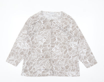 Cotswold Collections Women’s Beige Floral 2XL Tunic Button-Up Top