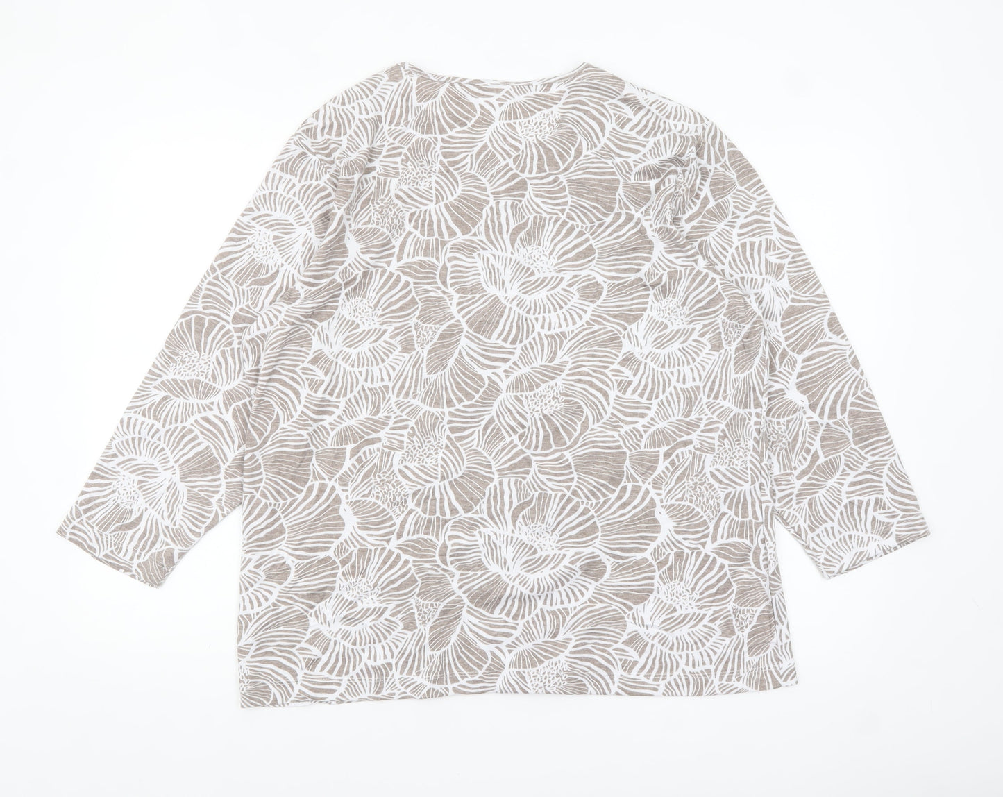 Cotswold Collections Women’s Beige Floral 2XL Tunic Button-Up Top