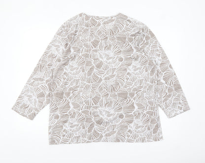 Cotswold Collections Women’s Beige Floral 2XL Tunic Button-Up Top