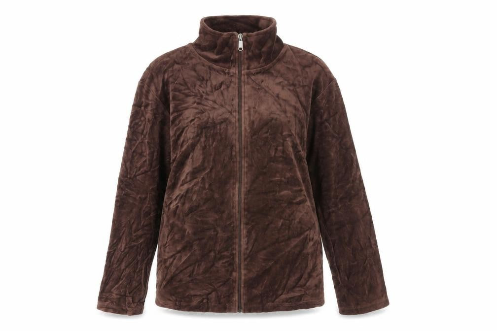 Huber Womens Brown Size 12 Velour Full Zip Jacket