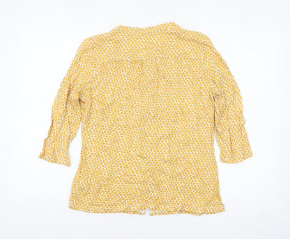 Boden Women's Yellow Floral 3/4 Sleeve Cotton Tunic Blouse UK 12P