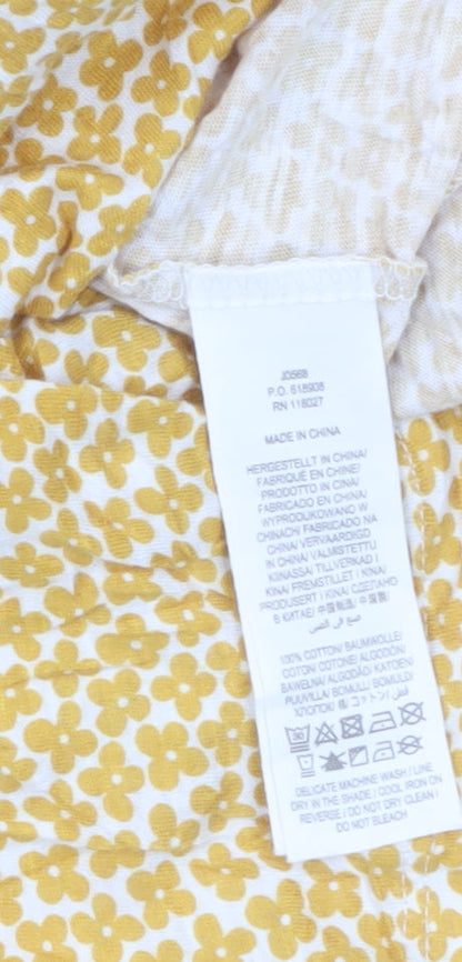Boden Women's Yellow Floral 3/4 Sleeve Cotton Tunic Blouse UK 12P