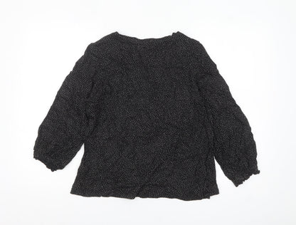 Fat Face Women Black Polka Dot Cotton Modal Tunic Blouse Size 16
