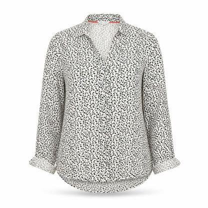 White Stuff Women’s White Animal Print Cotton Button-Up Shirt UK 10