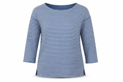 Lands' End Women's Blue Striped 3/4 Sleeve Cotton Petite T-Shirt XS