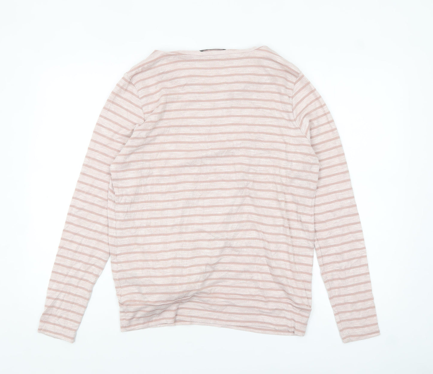 Marks and Spencer Womens Pink Striped Long Sleeve Jersey T-Shirt Size 14