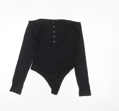 Missguided Womens Black Off Shoulder Long Sleeve Bodysuit UK 10