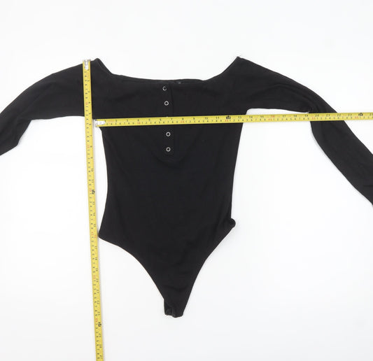 Missguided Womens Black Off Shoulder Long Sleeve Bodysuit UK 10