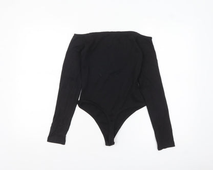 Missguided Womens Black Off Shoulder Long Sleeve Bodysuit UK 10