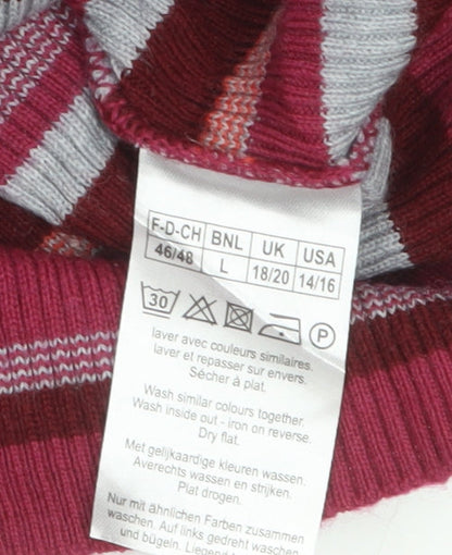 Damart Women's Multicoloured Striped Wool Blend Pullover Jumper Size L
