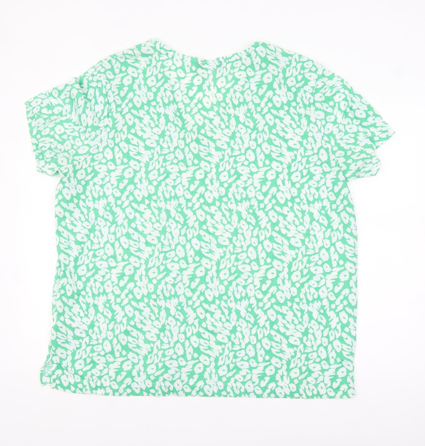 Marks and Spencer Womens Green Floral V-Neck Short Sleeve Tunic Blouse Size 20