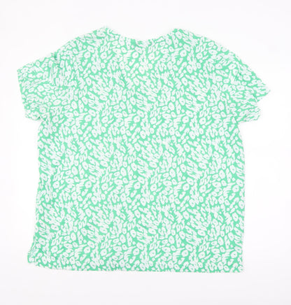 Marks and Spencer Womens Green Floral V-Neck Short Sleeve Tunic Blouse Size 20