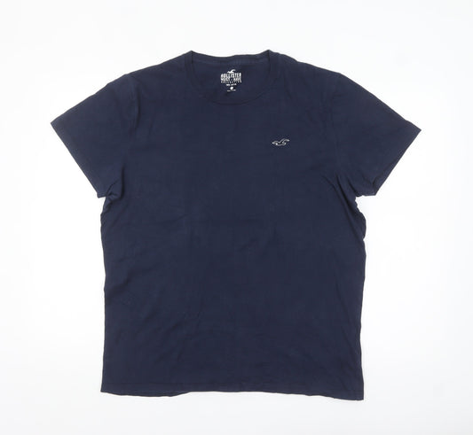 Hollister Men's Navy Blue Crew Neck Cotton T-Shirt Size L