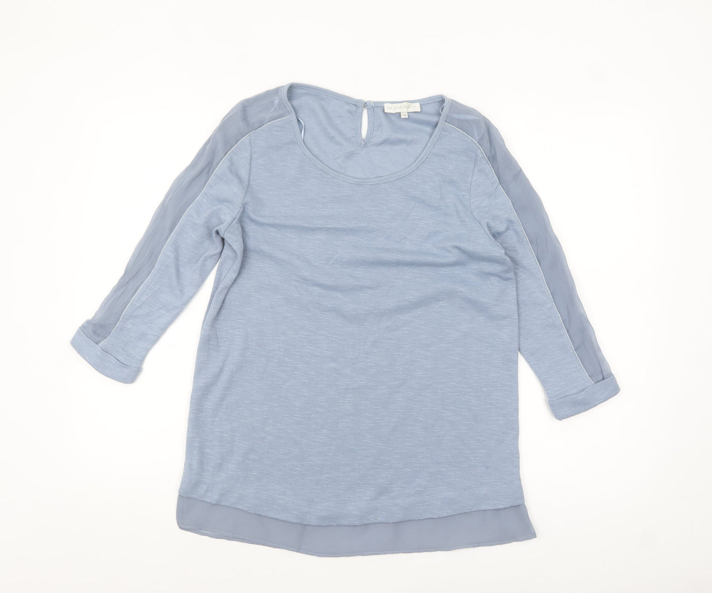 RJR John Rocha Women's Blue 3/4 Sleeve Scoop Neck Blouse Size 10
