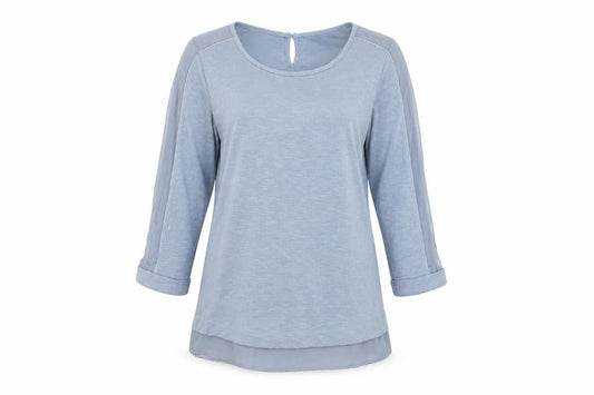 RJR.John Rocha Women's Blue 3/4 Sleeve Scoop Neck Blouse Size 10