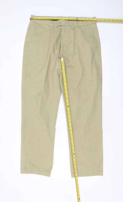 Samuel Windsor Men's Beige Chino Trousers 34R Regular Fit Cotton