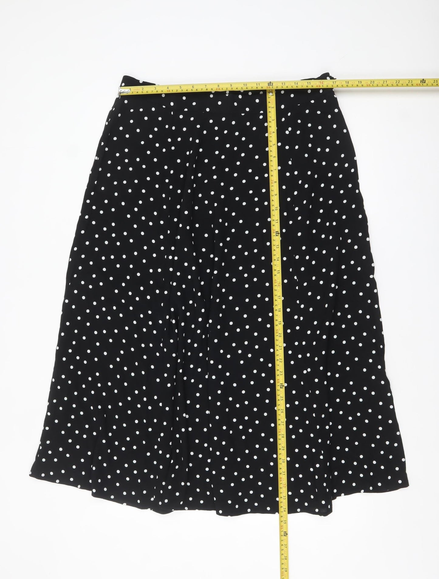 Marks and Spencer Women Black Polka Dot A-Line Midi Skirt Size 18