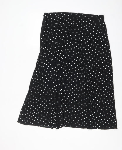 Marks and Spencer Women Black Polka Dot A-Line Midi Skirt Size 18