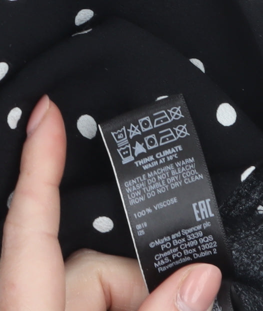 Marks and Spencer Women Black Polka Dot A-Line Midi Skirt Size 18