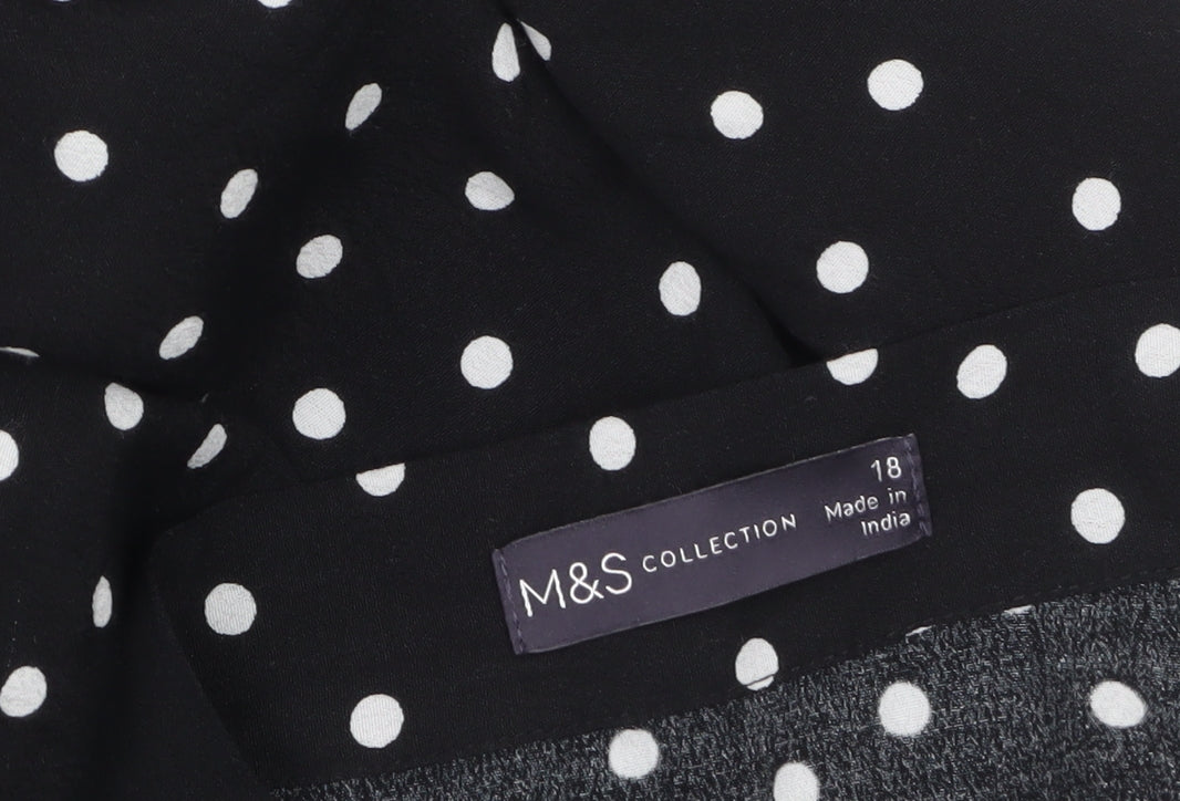 Marks and Spencer Women Black Polka Dot A-Line Midi Skirt Size 18