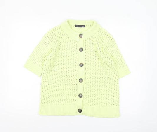Marks and Spencer Women’s Green Collared Knit Short Sleeve Cardigan Size 10