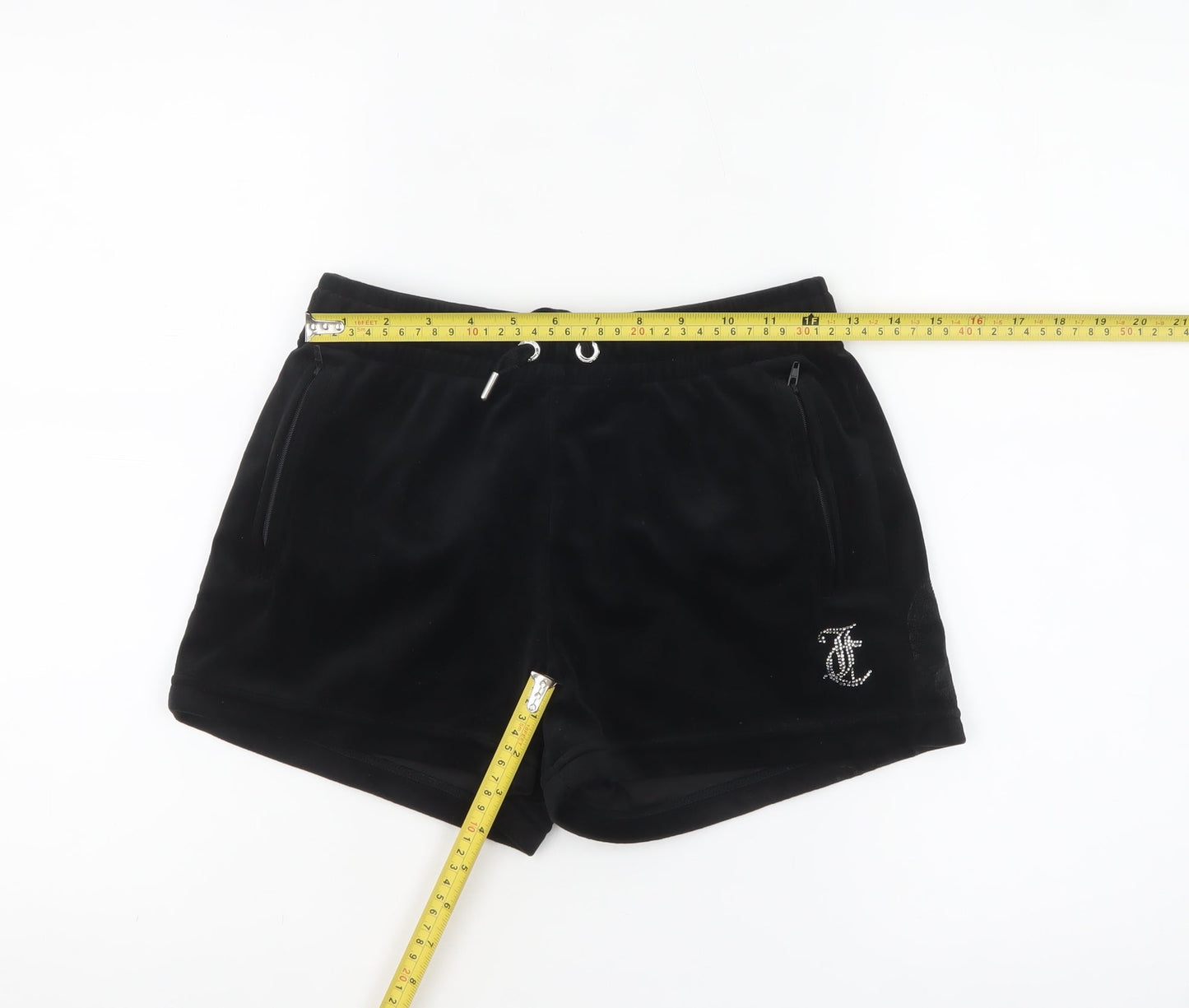 Juicy Couture Womens Black XS Velour Rhinestone Sweat Shorts