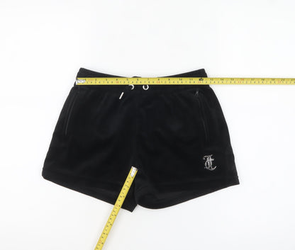 Juicy Couture Womens Black XS Velour Rhinestone Sweat Shorts