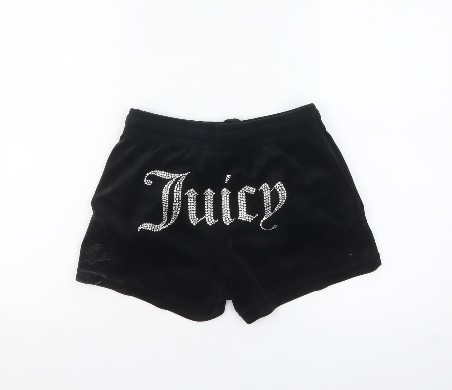 Juicy Couture Womens Black XS Velour Rhinestone Sweat Shorts