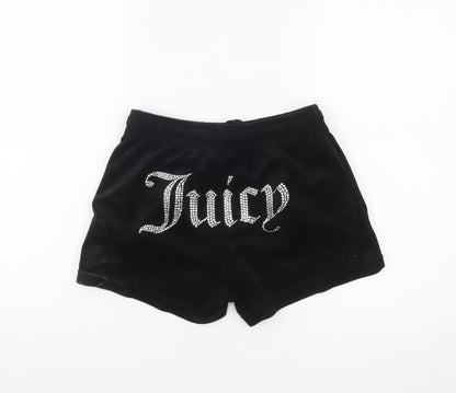 Juicy Couture Womens Black XS Velour Rhinestone Sweat Shorts