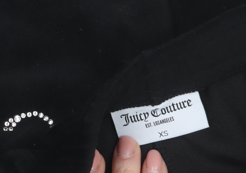 Juicy Couture Womens Black XS Velour Rhinestone Sweat Shorts