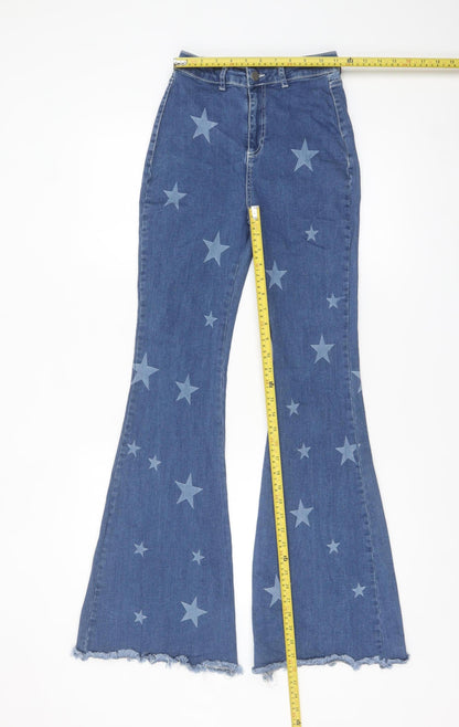 Nasty Gal Women’s Blue Star Flared High Rise Denim Jeans UK 6