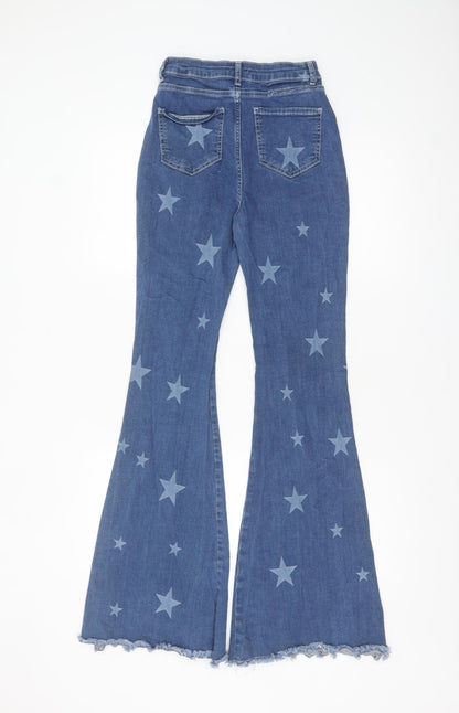 Nasty Gal Women’s Blue Star Flared High Rise Denim Jeans UK 6