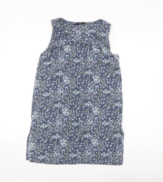 Next Women Blue Floral Crochet Detail Sleeveless Tank Top Size 8