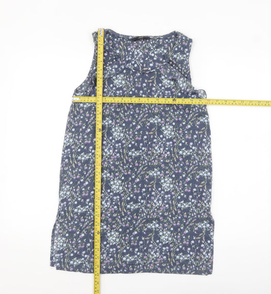 Next Women Blue Floral Crochet Detail Sleeveless Tank Top Size 8