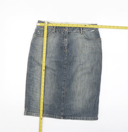 Fenchurch Women's Blue Denim Knee Length Pencil Skirt Size 8