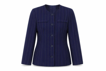 Alexon Women Navy Blue Pinstripe Wool Suit Jacket Size 10 UK