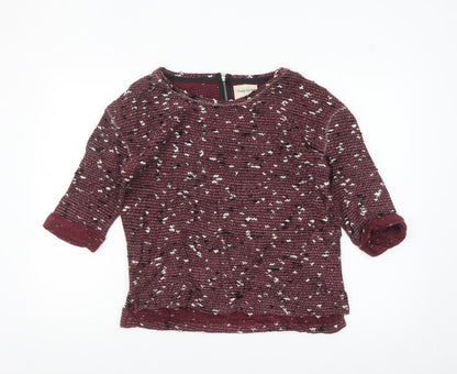 Next Women Red Knit 3/4 Sleeve Blouse Size 12