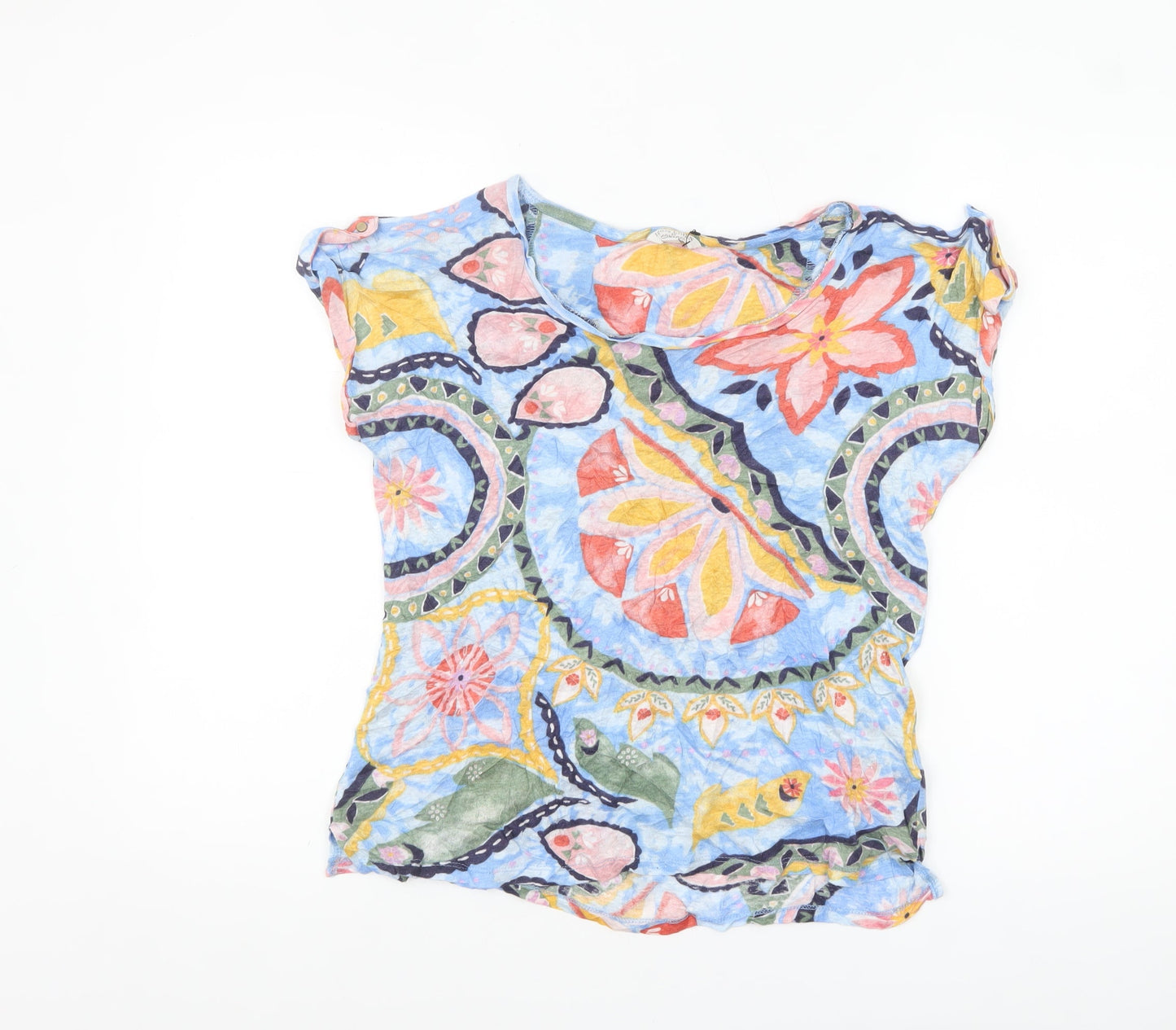 Monsoon Women’s Multicoloured Floral Linen T-Shirt Size S
