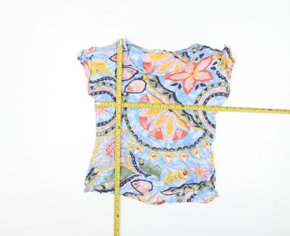 Monsoon Women’s Multicoloured Floral Linen T-Shirt Size S