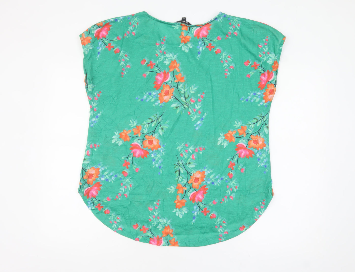 Bonmarché Women's Green Floral Short Sleeve Polyester T-Shirt Size 18
