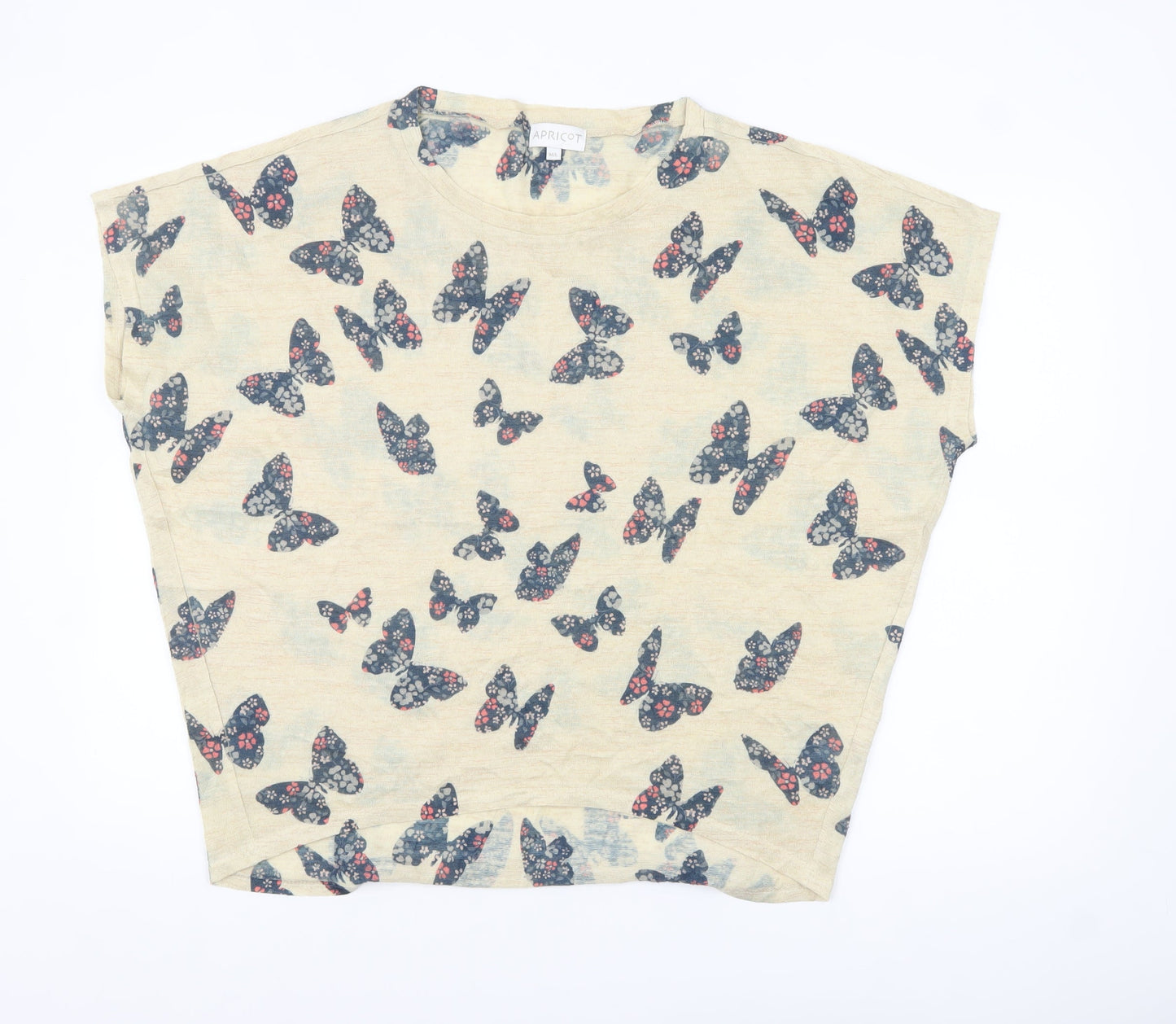 Apricot Womens Beige Butterfly Print Short Sleeve Relaxed T-Shirt M