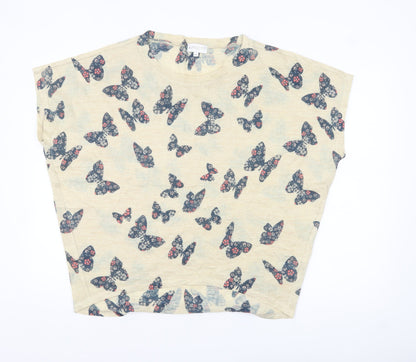 Apricot Womens Beige Butterfly Print Short Sleeve Relaxed T-Shirt M